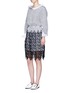 Figure View - Click To Enlarge - DAWEI - Cat guipure lace stripe skirt