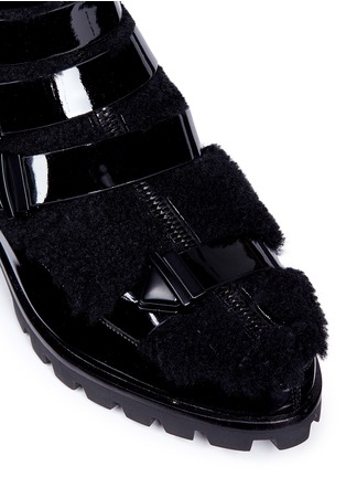 Detail View - Click To Enlarge - STELLA LUNA - 'Backpack' patent leather shearling snow boots