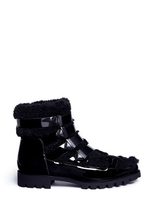 Main View - Click To Enlarge - STELLA LUNA - 'Backpack' patent leather shearling snow boots