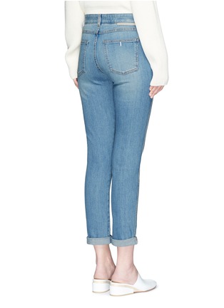 Back View - Click To Enlarge - STELLA MCCARTNEY - Surf embroidered patch cropped boyfriend jeans