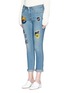Front View - Click To Enlarge - STELLA MCCARTNEY - Surf embroidered patch cropped boyfriend jeans