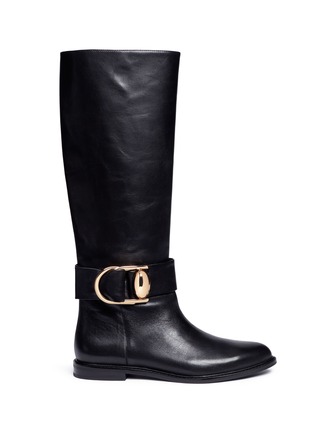 Main View - Click To Enlarge - STELLA LUNA - 'Double-Ring XXL' leather knee high riding boots