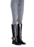 Figure View - Click To Enlarge - STELLA LUNA - 'Double-Ring XXL' leather knee high riding boots