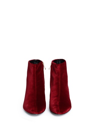 Front View - Click To Enlarge - STELLA LUNA - 'Architect 50' turnlock zip pull velvet ankle boots