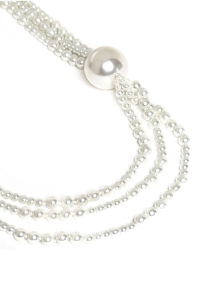 Detail View - Click To Enlarge - KENNETH JAY LANE - Three row glass pearl station necklace