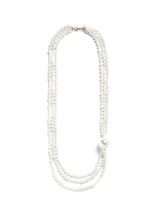 Main View - Click To Enlarge - KENNETH JAY LANE - Three row glass pearl station necklace