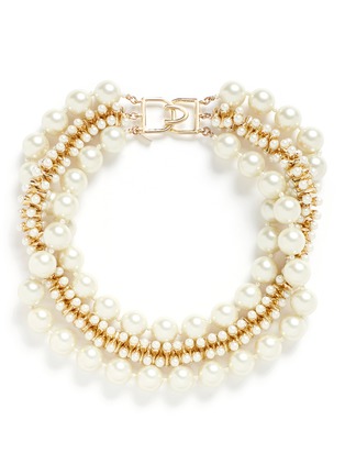 Main View - Click To Enlarge - KENNETH JAY LANE - Beaded three row glass pearl necklace