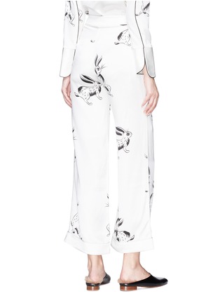 Figure View - Click To Enlarge - HELEN LEE - Bunny print silk satin culottes