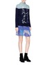 Figure View - Click To Enlarge - HELEN LEE - Colourblock crepe panel guipure lace peplum skirt