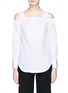 Main View - Click To Enlarge - HELEN LEE - Tortoiseshell ring off-shoulder cotton poplin top