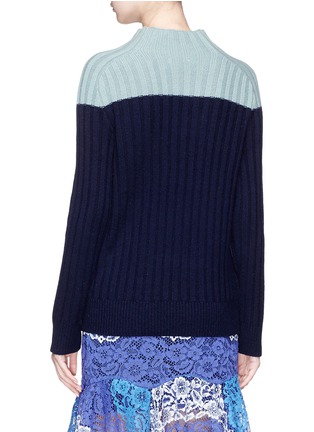 Back View - Click To Enlarge - HELEN LEE - Colourblock bunny embroidered wool-cashmere sweater