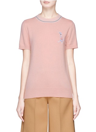 Main View - Click To Enlarge - HELEN LEE - Bunny embroidered wool-cashmere knit top
