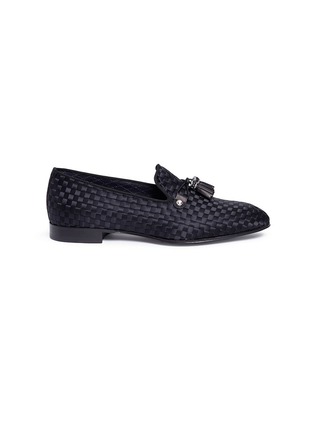 Main View - Click To Enlarge - 10176 - Tassel satin basketweave loafers