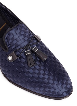 Detail View - Click To Enlarge - 10176 - Tassel satin basketweave loafers