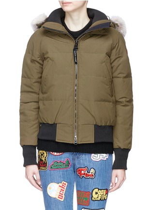 Main View - Click To Enlarge - CANADA GOOSE - 'Savona' coyote fur hooded down puffer bomber jacket