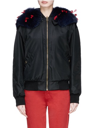 Main View - Click To Enlarge - MR & MRS ITALY - Fox fur feather hood bomber jacket