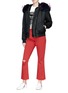 Figure View - Click To Enlarge - MR & MRS ITALY - Fox fur feather hood bomber jacket