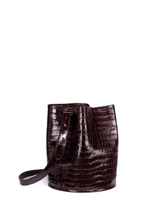 Detail View - Click To Enlarge - CREATURES OF COMFORT - Small croc embossed leather bucket bag