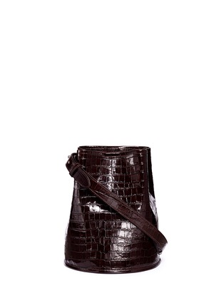 Main View - Click To Enlarge - CREATURES OF COMFORT - Small croc embossed leather bucket bag