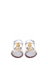 Front View - Click To Enlarge - - - Jewelled seashell charm mirror leather sandals