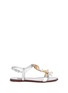 Main View - Click To Enlarge - - - Jewelled seashell charm mirror leather sandals