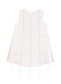 Main View - Click To Enlarge - COMME MOI - Fringed windowpane check crepe kids shift dress