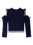 Main View - Click To Enlarge - COMME MOI - Ruffle cold shoulder wool blend kids sweater
