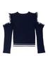 Figure View - Click To Enlarge - COMME MOI - Ruffle cold shoulder wool blend kids sweater