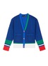 Main View - Click To Enlarge - COMME MOI - Colourblock rib knit kids cardigan