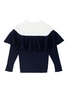 Figure View - Click To Enlarge - COMME MOI - Ruffle colourblock wool blend kids sweater
