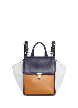 Main View - Click To Enlarge - A-ESQUE - 'Box Base Backpack Miniature' in colourblock leather