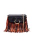 Main View - Click To Enlarge - JW ANDERSON - 'Pierce' barbell ring fringe mini leather crossbody bag