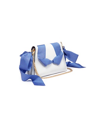 Detail View - Click To Enlarge - JW ANDERSON - 'Pierce' ribbon bow barbell ring mini crossbody bag