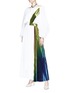 Figure View - Click To Enlarge - 72722 - Metallic lamé sash drape pleated crepe dress