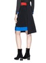 Back View - Click To Enlarge - 10199 - Colourblock asymmetric mock wrap suiting skirt