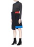 Figure View - Click To Enlarge - 10199 - Colourblock asymmetric mock wrap suiting skirt