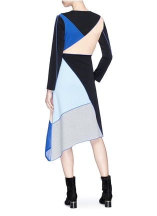 Figure View - Click To Enlarge - 10199 - Colourblock asymmetric panel dress