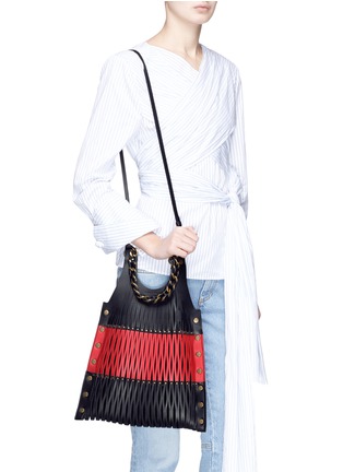 Front View - Click To Enlarge - SONIA RYKIEL - 'Le Baltard' medium colourblock leather net tote