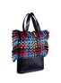Detail View - Click To Enlarge - SONIA RYKIEL - 'Sailor' leather panel fringe tweed tote