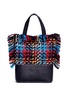 Main View - Click To Enlarge - SONIA RYKIEL - 'Sailor' leather panel fringe tweed tote