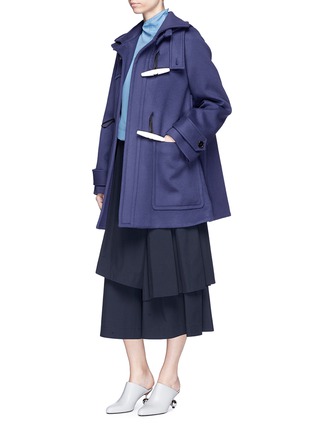 Figure View - Click To Enlarge - MARNI - Oversized virgin wool melton hooded jacket