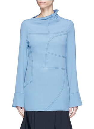Main View - Click To Enlarge - MARNI - Asymmetric neck patchwork effect crepe blouse