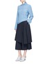 Figure View - Click To Enlarge - MARNI - Asymmetric neck patchwork effect crepe blouse