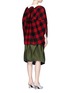 Back View - Click To Enlarge - MARNI - Leather collar check wool flannel cape