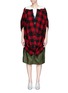 Main View - Click To Enlarge - MARNI - Leather collar check wool flannel cape