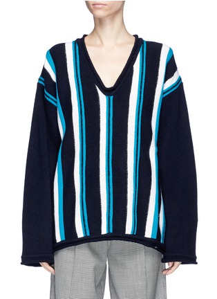 Main View - Click To Enlarge - MARNI - Stripe oversized virgin wool sweater