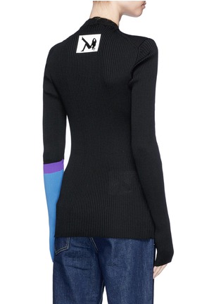Back View - Click To Enlarge - CALVIN KLEIN 205W39NYC - Graphic patch colourblock rib knit sweater