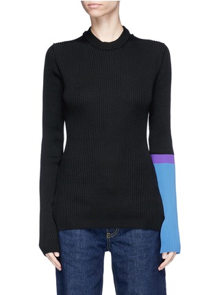 Main View - Click To Enlarge - CALVIN KLEIN 205W39NYC - Graphic patch colourblock rib knit sweater