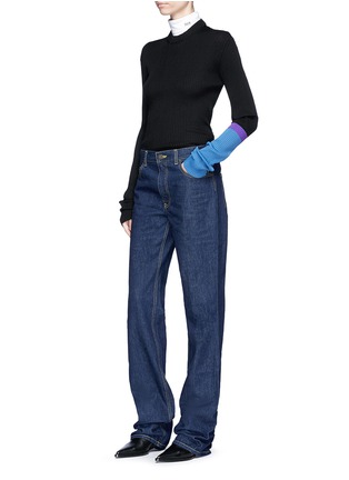 Figure View - Click To Enlarge - CALVIN KLEIN 205W39NYC - Graphic patch colourblock rib knit sweater