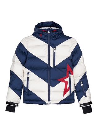 Main View - Click To Enlarge - PERFECT MOMENT - 'Super Mojo' chevron stripe kids down puffer jacket